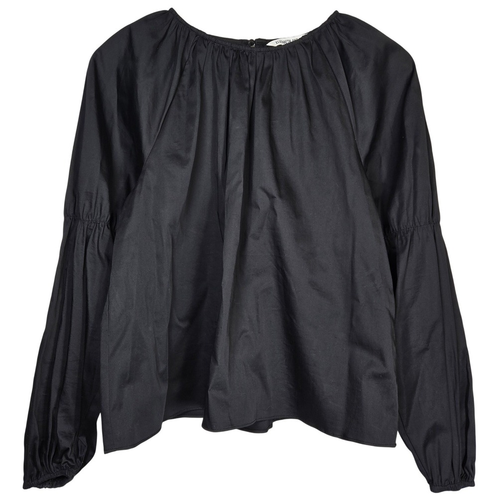 Elizabeth‎ and James Black Cotton Blend Puff Sleeve Blouse Top Small 147966